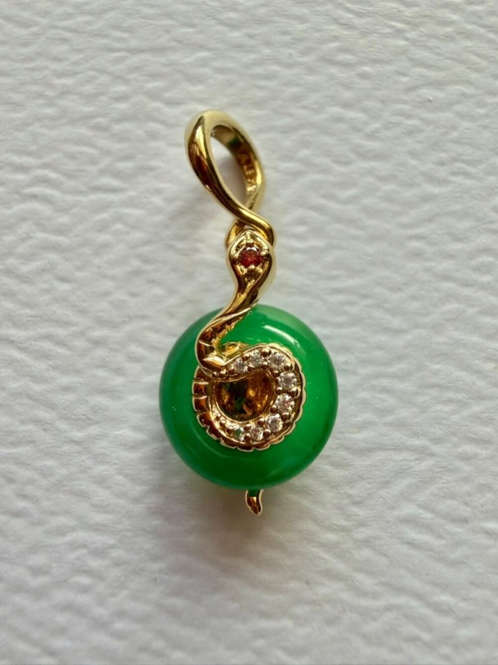 Pandora 14k Gold Plated Snake With Green Murano Glass Dangle/Pendant